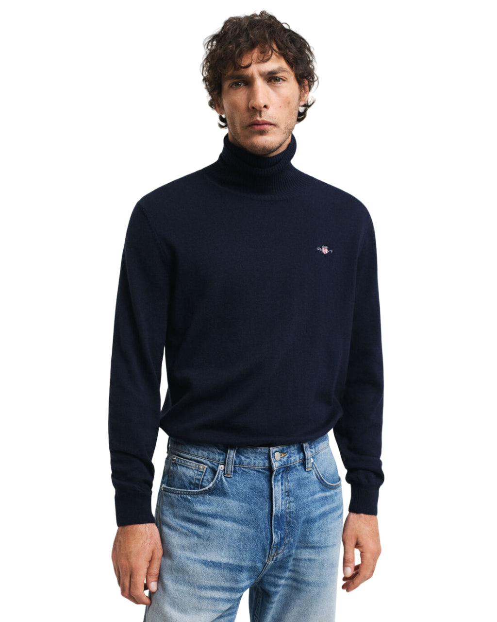 GANT MAGLIA UOMO A COLLO ALTO IN LANA E COTONE EVENING BLUE