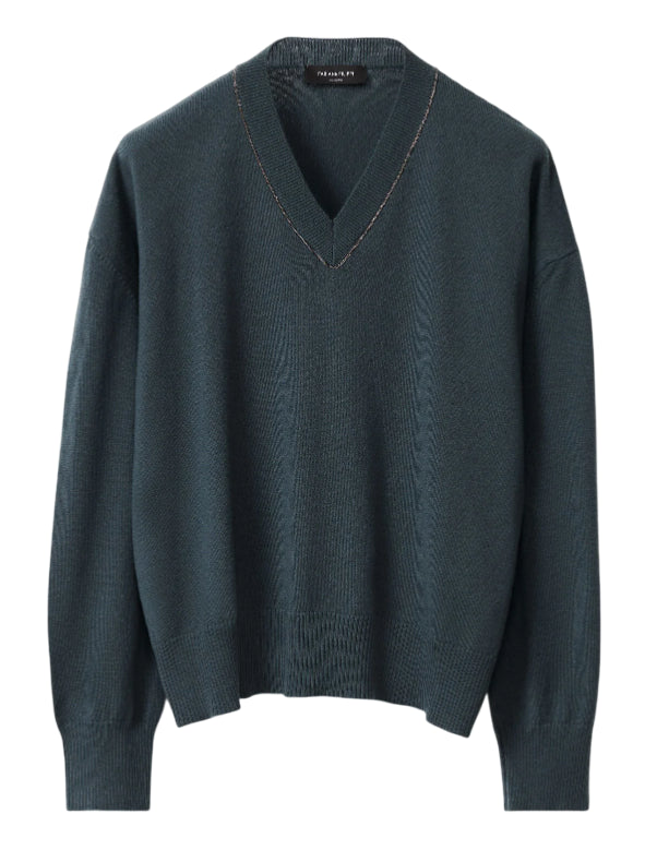 FABIANA FILIPPI MAGLIA A V IN CASHMERE COLORE PETROLIO