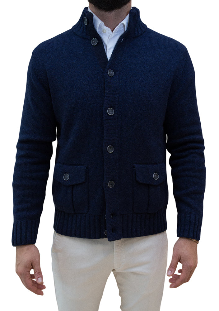 MARK MIDOR CARDIGAN IN MAGLIA COLORE BLU NOTTE