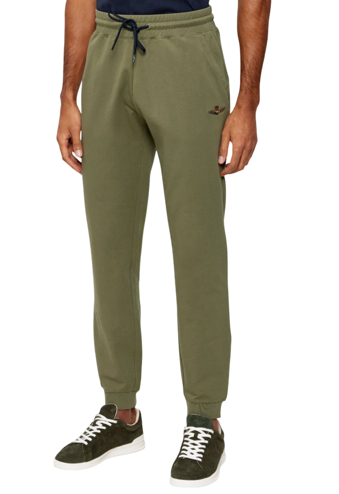 AERONAUTICA MILITARE PANTALONI TUTA FELPATI VERDE MILITARE