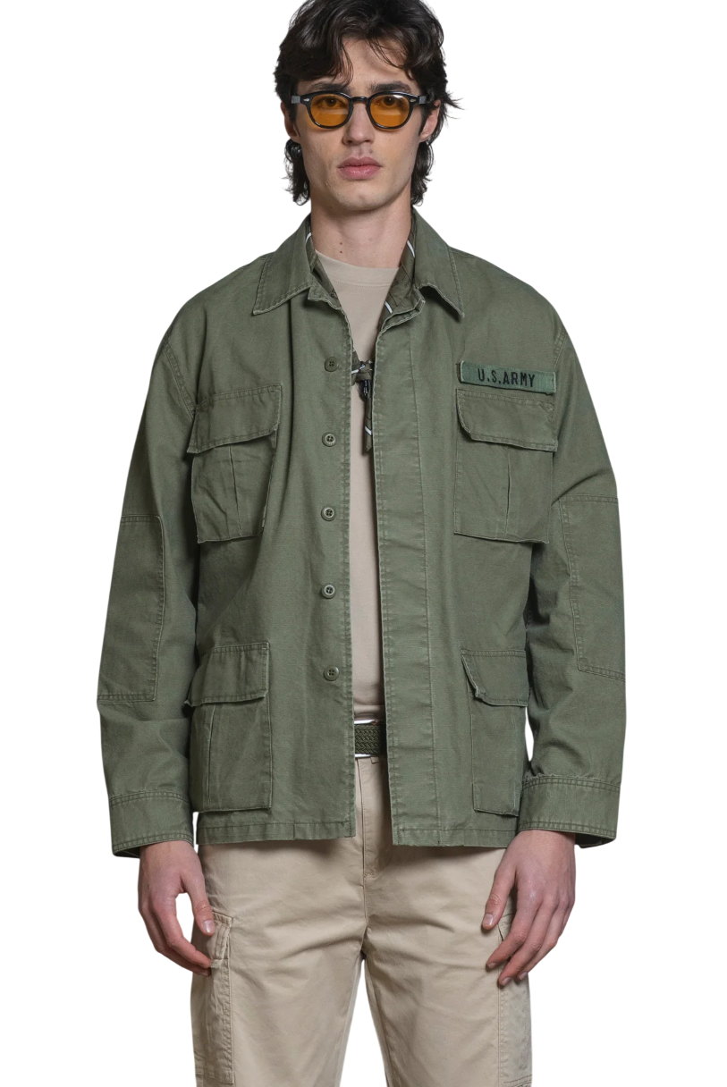 IMPURE DENNIS SAHARIANA JKT COTTON STONE WASH VERDE MILITARE