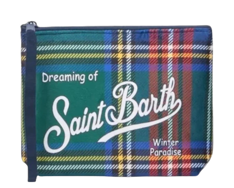 MC2 SAINT BARTH POCHETTE ALINE TARTAN VERDE