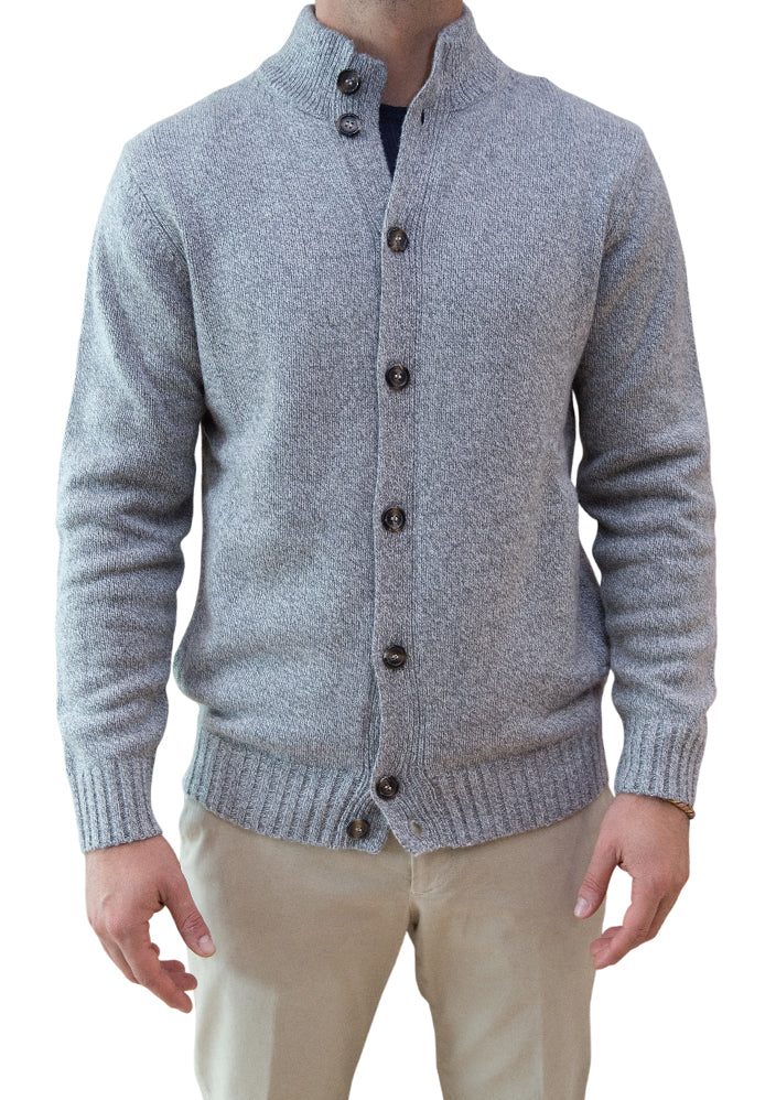 MARK MIDOR CARDIGAN LANA CASHMERE E SETA COLORE GRIGIO CHIARO