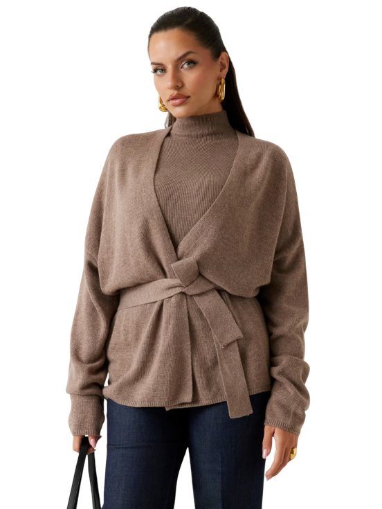 MARCIANO BY GUESS CARDIGAN A KIMONO MISTO CASHMERE SILK TAUPE