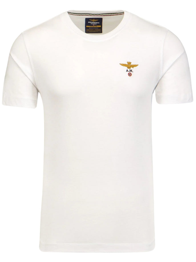 AERONAUTICA MILITARE T-SHIRT GIROCOLLO BASICA IN COTONE OFF WHITE