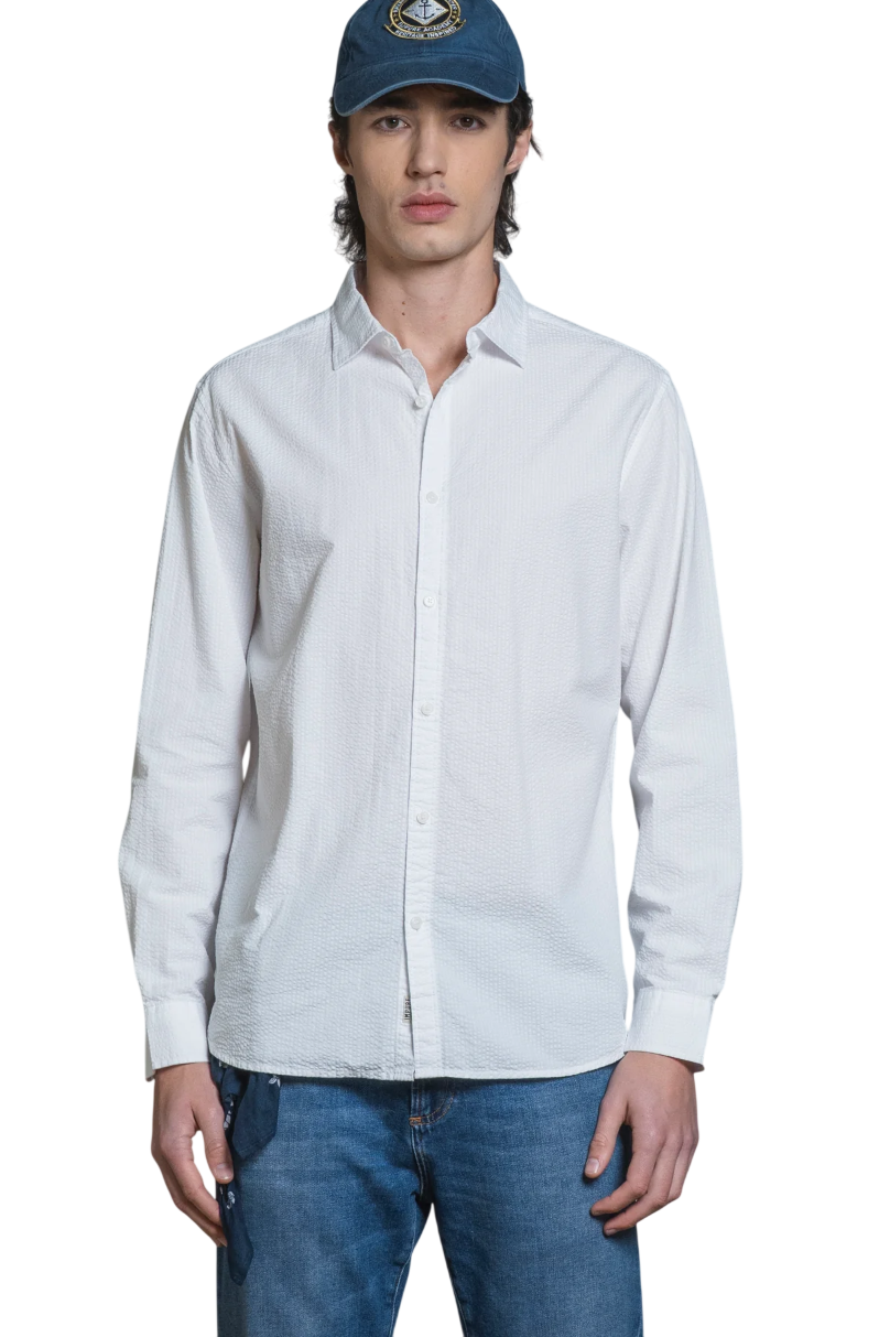 IMPURE CAMICIA RILEY FRENCH COLLAR IN SEERSUCKER BIANCO