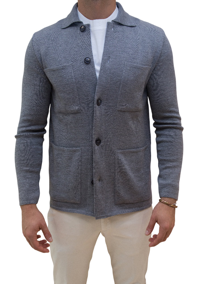 MARK MIDOR OVERSHIRT IN LANA MERINO 100% COLORE GRIGIO