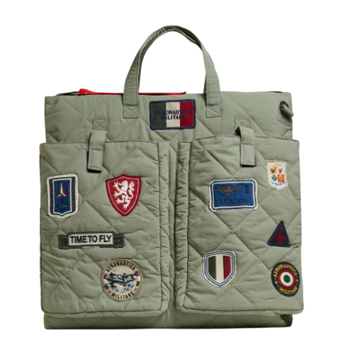 AERONAUTICA MILITARE BORSA PORTACASCO MULTI PATCH TRAPUNTATA