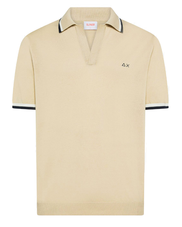SUN68 UOMO POLO IN MAGLIA DI COTONE BEIGE