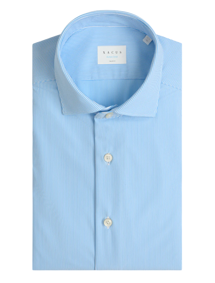XACUS CAMICIA ACTIVE SHIRT A RIGHE SOTTILI AZZURRE