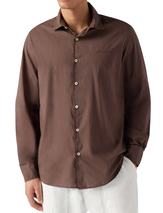 MC2 SAINT BARTH CAMICIA CHEMISE IN COTONE VOILE BROWN