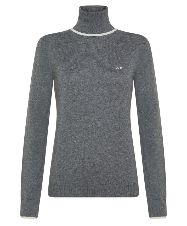 SUN 68 MAGLIA DOLCEVITA TURTLE NECK DOUBLE RIB GRIGIO SCURO