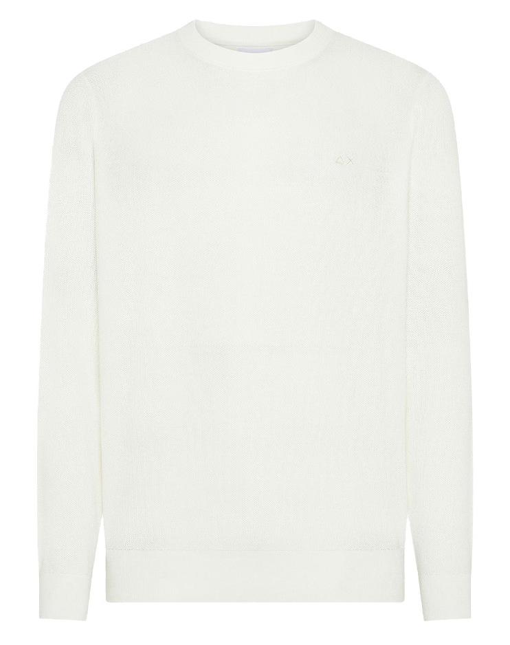 SUN68 UOMO MAGLIA IN COTONE BIANCO PANNA