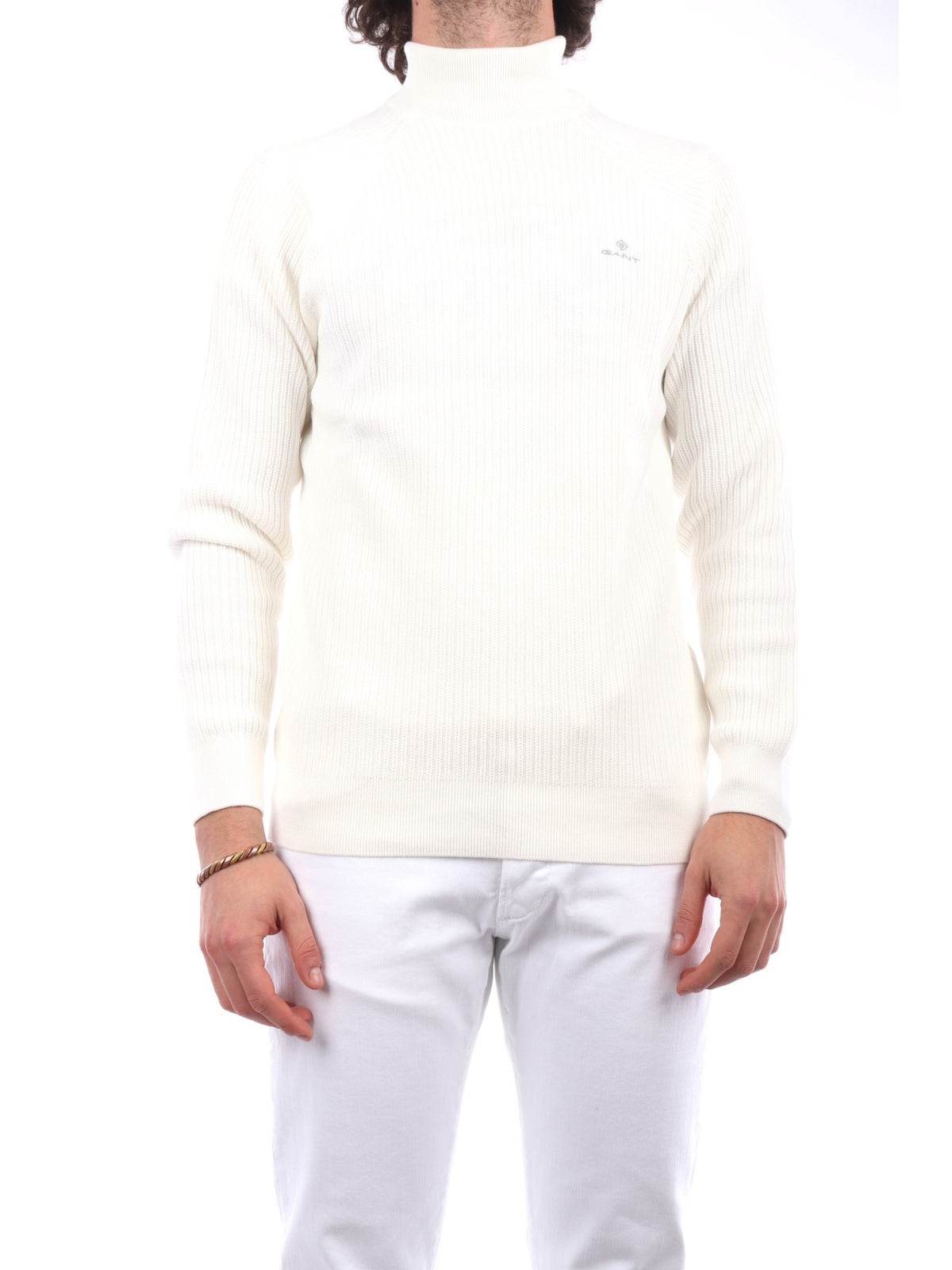 GANT MAGLIA TEXTURE CON COLLO ALTO IN COTONE COLORE BIANCO