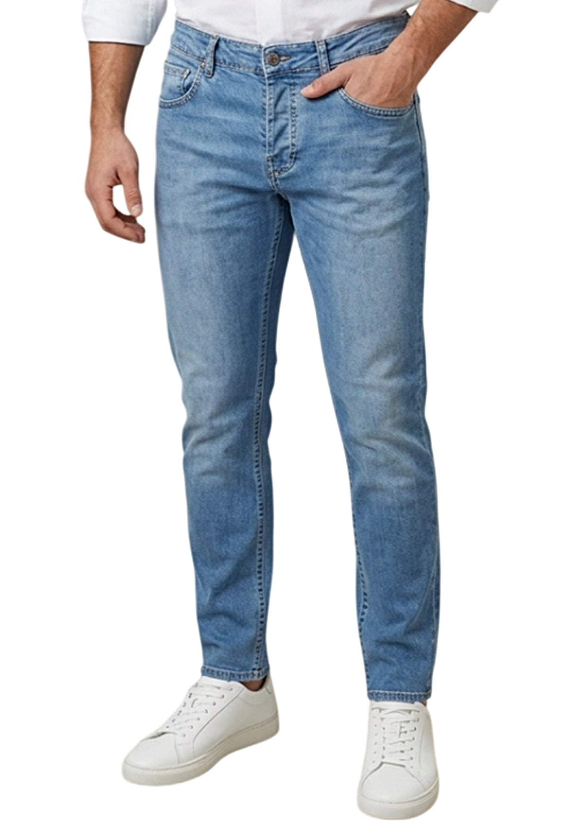 MARK MIDOR JEANS TASCA AMERICA E BOTTONI IN COTONE BLU CHIARO