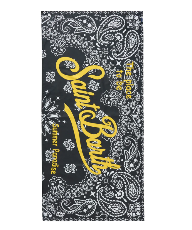 MC2 SAINT BARTH TELO MARE IN MICROFIBRA STAMPA BANDANNA NERO