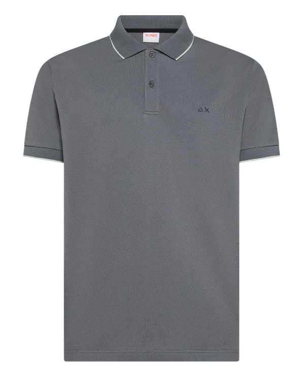 SUN68 UOMO POLO CON DETTAGLI A CONTRASTO IN COTONE COLORE INCHIOSTRO