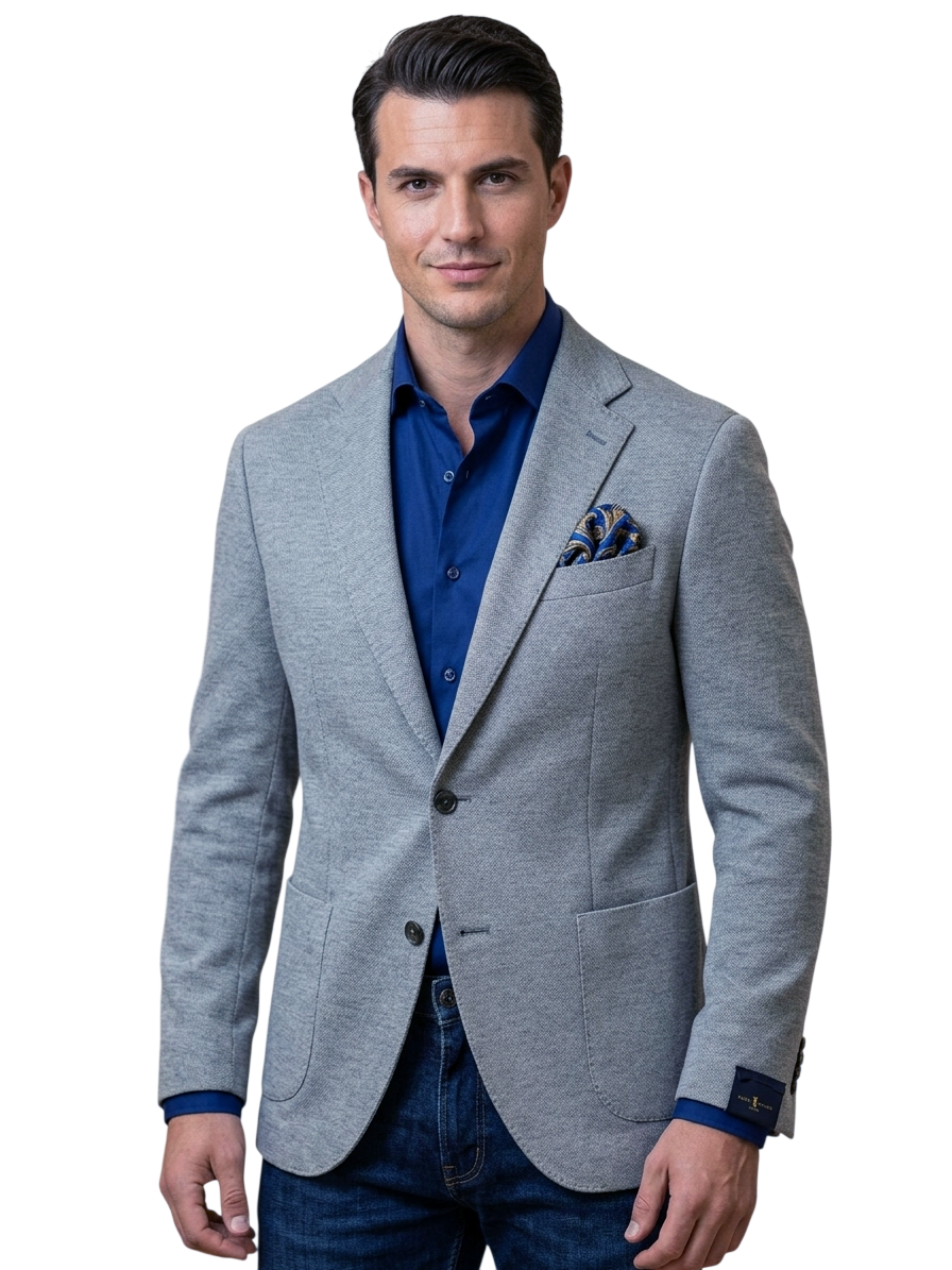 MARK MIDOR GIACCA MONOPETTO CON MICROTRAMA COLORE GRIGIO BLU