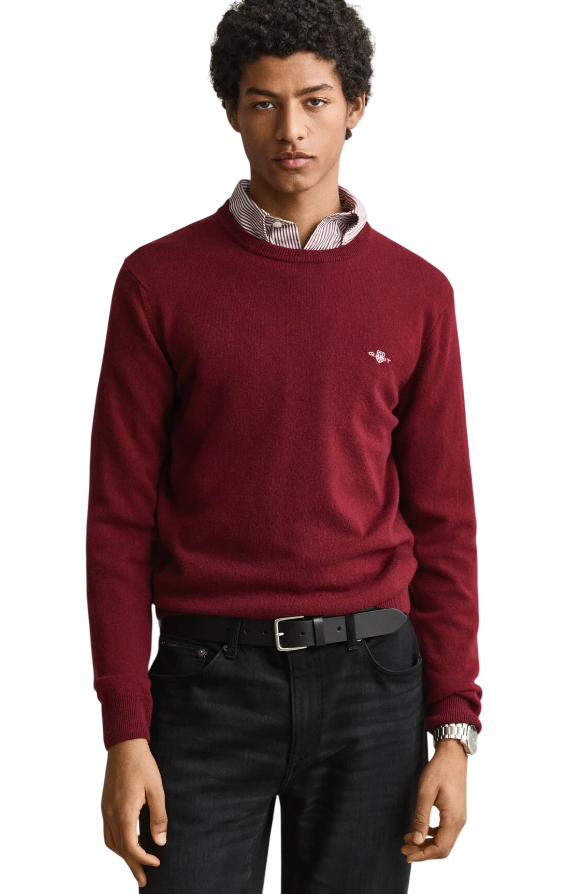 GANT UOMO MAGLIA GIROCOLLO IN LANA PLUMPED RED