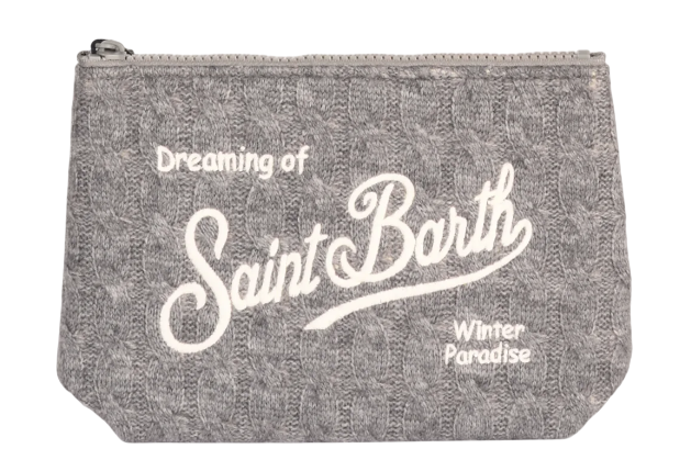 MC2 SAINT BARTH POCHETTE ALINE TRICOT GRIGIO 15 EMB