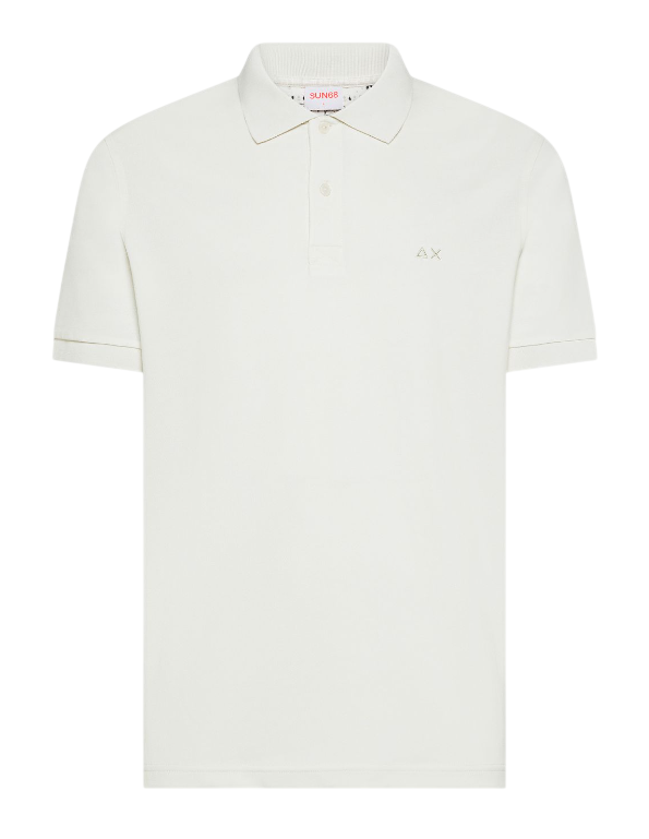SUN68 UOMO POLO CON DETTAGLI FLOREALI IN COTONE BIANCO PANNA