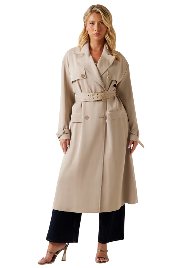 MARCIANO BY GUESS TRENCH IN MISTO LANA VELVET TAUPE
