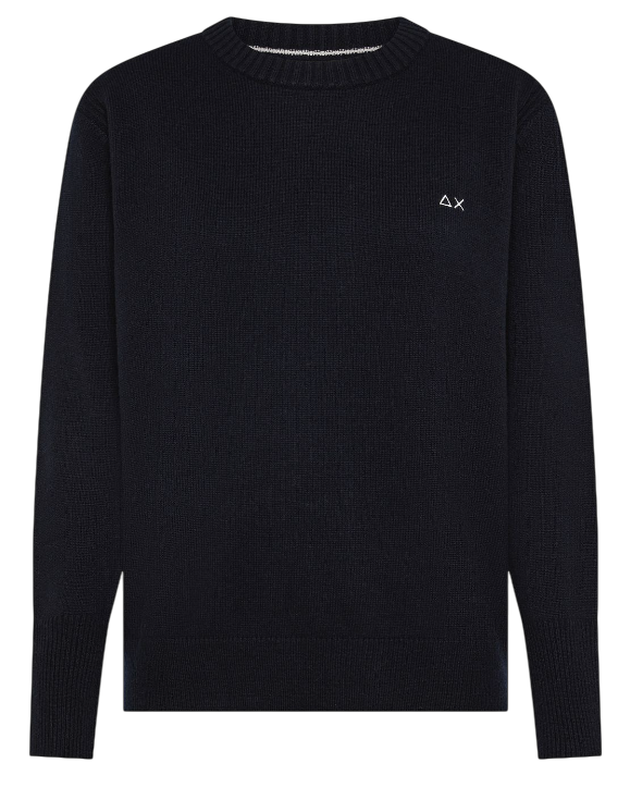 SUN68 MAGLIA DONNA GIROCOLLO IN CASHMERE E LANA NAVY BLUE