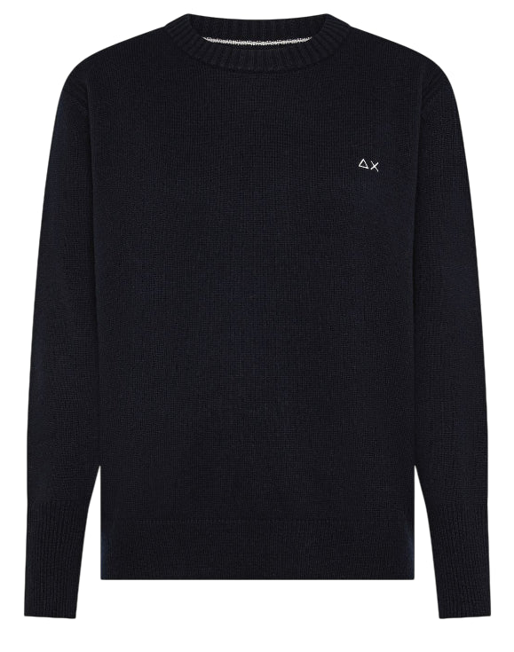 SUN68 MAGLIA DONNA GIROCOLLO IN CASHMERE E LANA NAVY BLUE