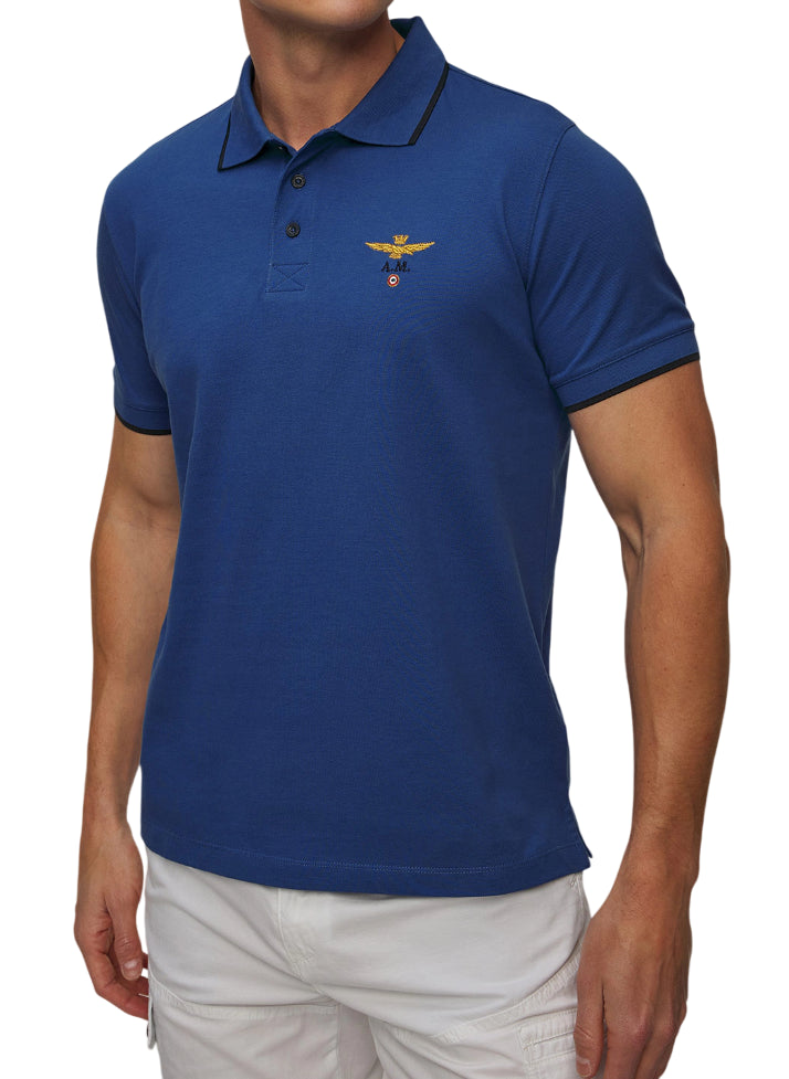 AERONAUTICA MILITARE POLO BASICA IN COTONE SURF BLUE