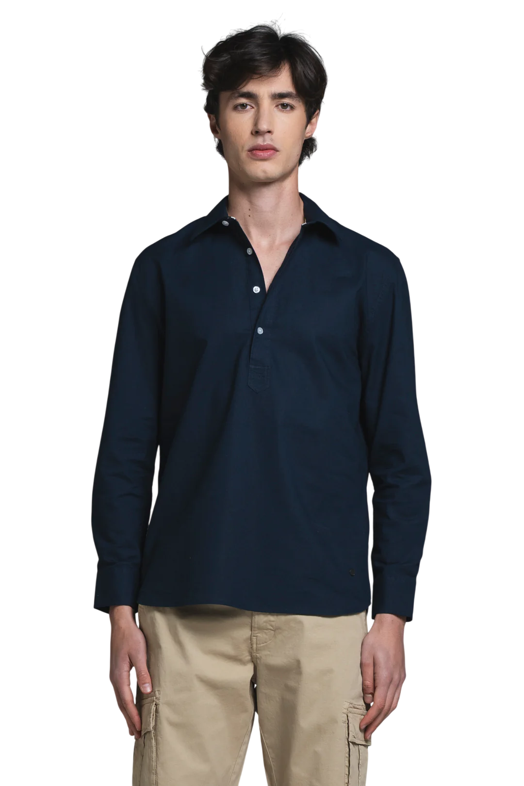 IMPURE CAMICIA CLEVELAND SERFIFNO IN MISTO LINO BLU NAVY
