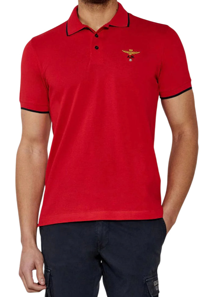 AERONAUTICA MILITARE POLO BASICA IN COTONE TANGO RED