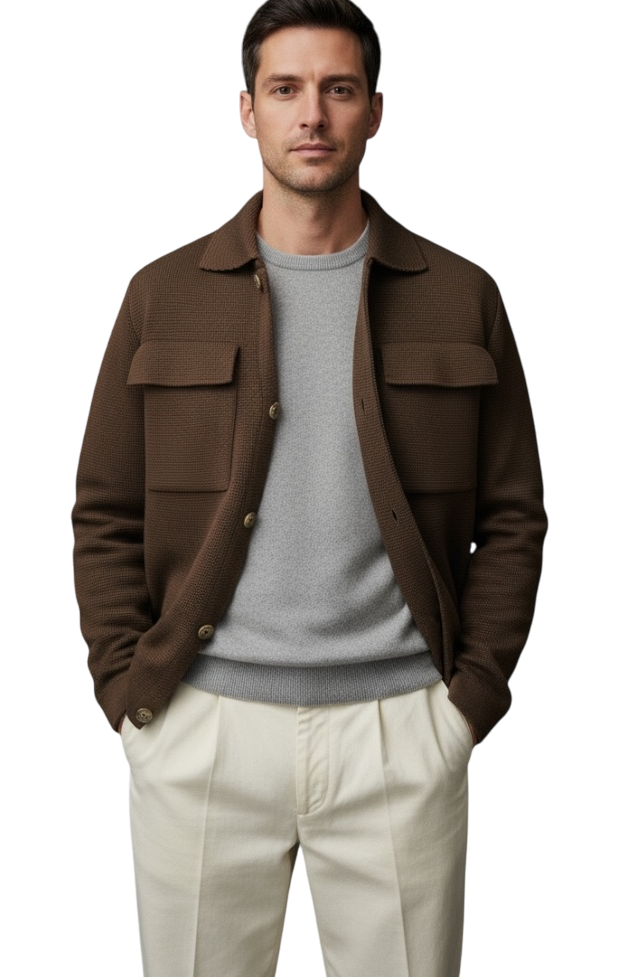 MARK MIDOR GIACCA MAGLIA IN MISTO LANA MERINO COLORE MORO