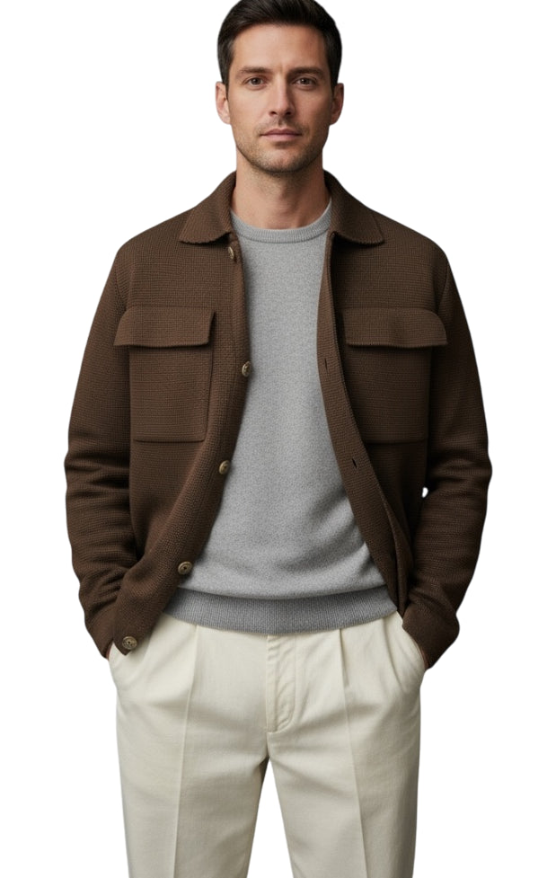 MARK MIDOR GIACCA MAGLIA IN MISTO LANA MERINO COLORE MORO