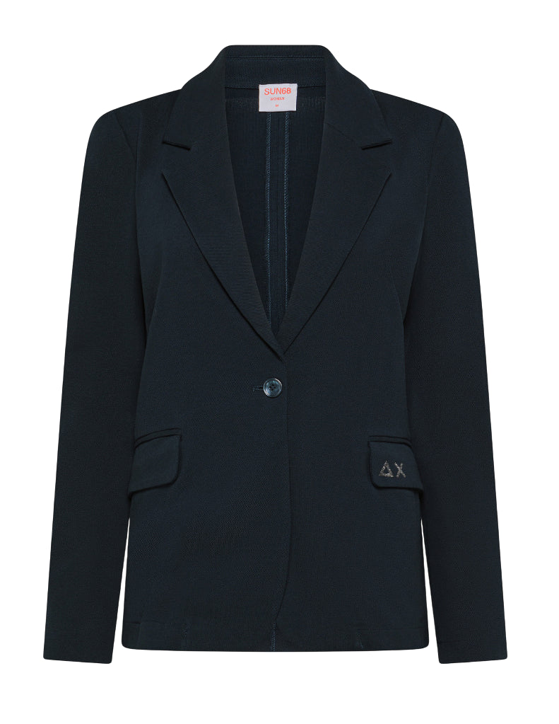 SUN68 DONNA BLAZER PIQUET FLEECE NAVY BLUE