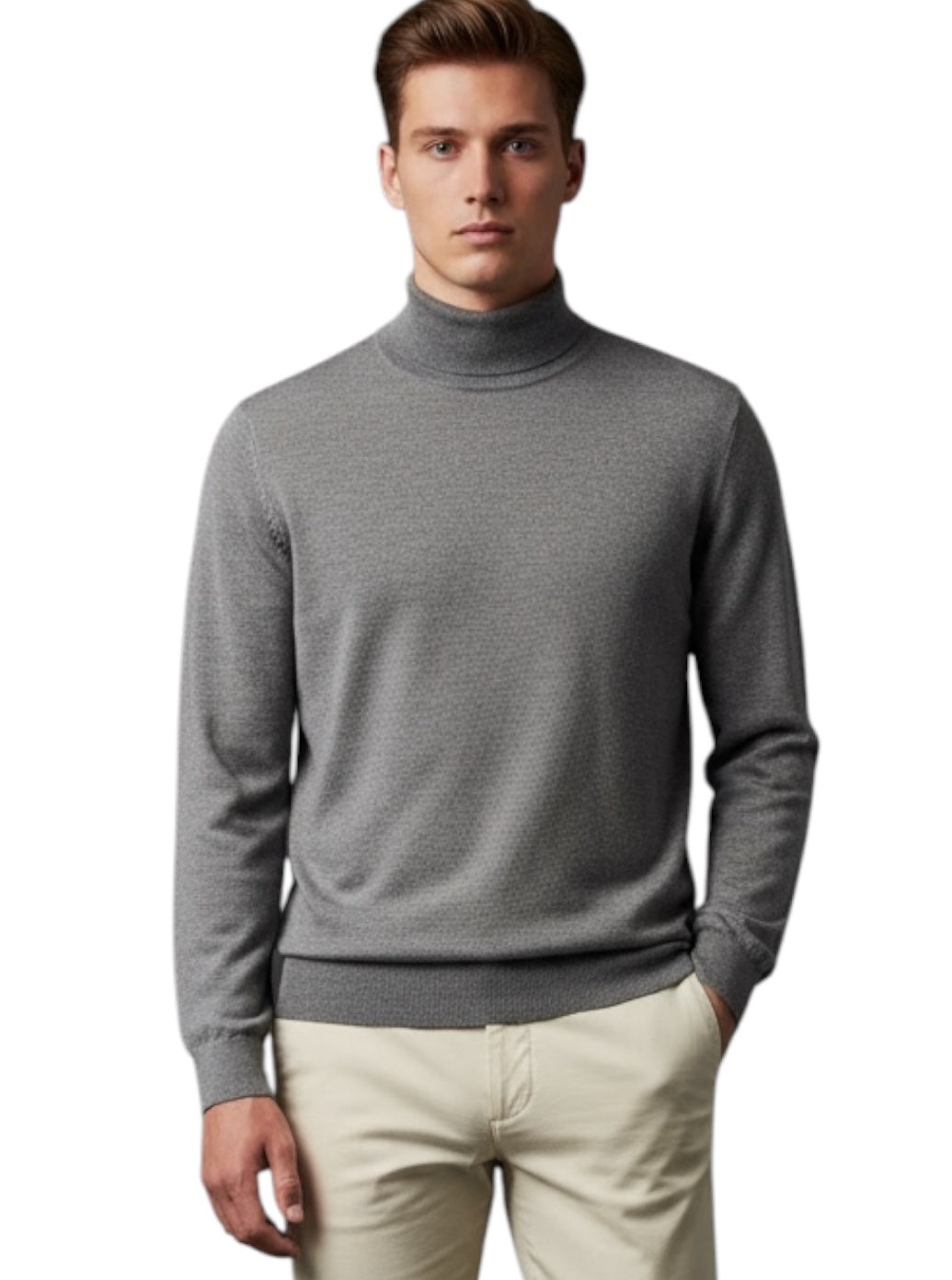 MARK MIDOR MAGLIA A LUPETTO IN LANA MERINO EXTRAFINE GRIGIO TORTORA