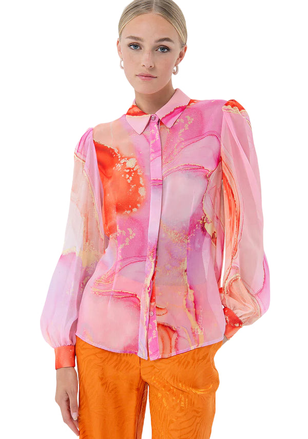 FRACOMINA CAMICIA REGULAR IN FANTASIA ASTRATTA SUNRISE PINK