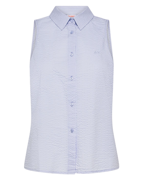 SUN68 DONNA TOP IN COTONE SEERSUCKER LILLA