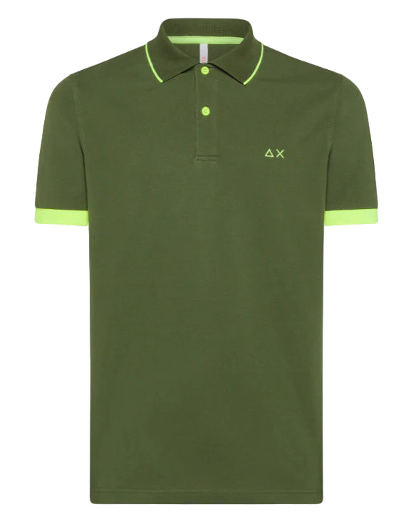 SUN68 POLO UOMO SMALL STRIPE FLUO VERDE SCURO