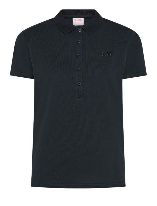 SUN68 DONNA POLO IN PIQUET DI COTONE NAVY BLUE