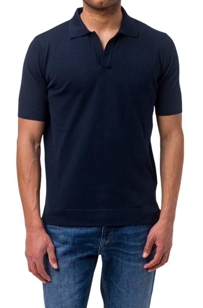 FILIPPO DE LAURENTIIS POLO IN CREPES DI COTONE NAVY