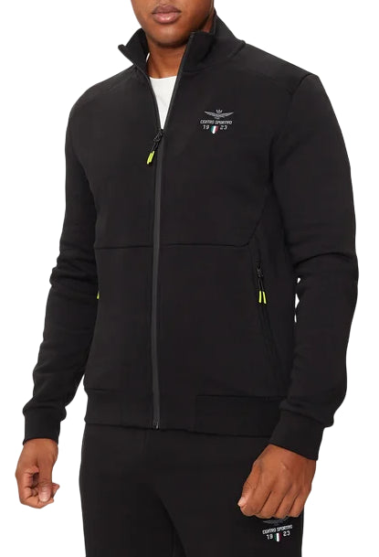 AERONAUTICA MILITARE FELPA FULL ZIP CENTRO SPORTIVO COLORE NERO