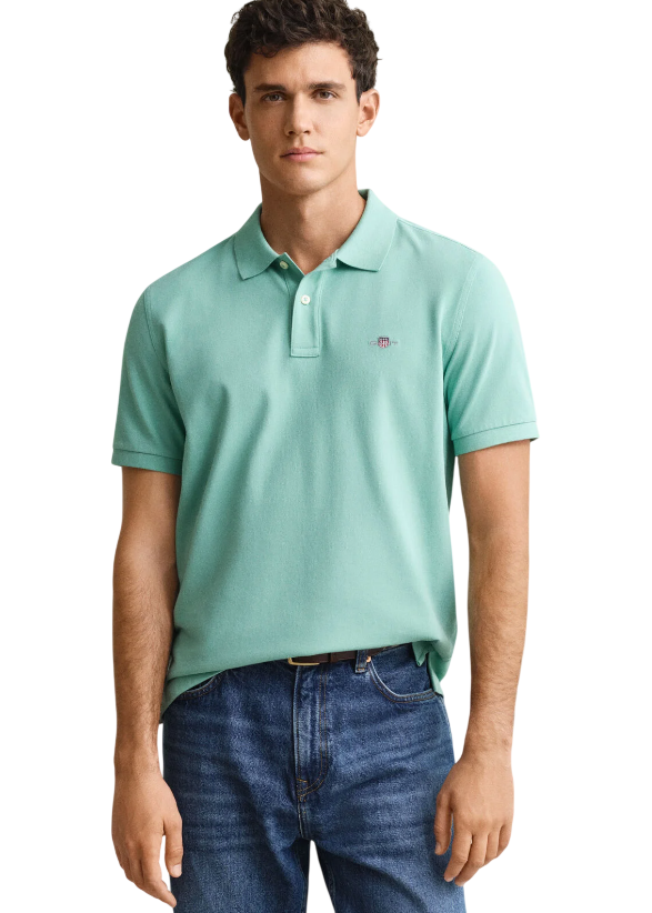 GANT POLO SHIELD PIQUE REGULAR FIT MUTED TURQUOISE