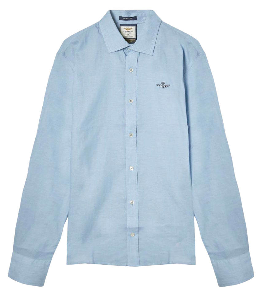 AERONAUTICA MILITARE CAMICIA IN CHAMBRAY ULTRALEGGERO BLU CHIARO