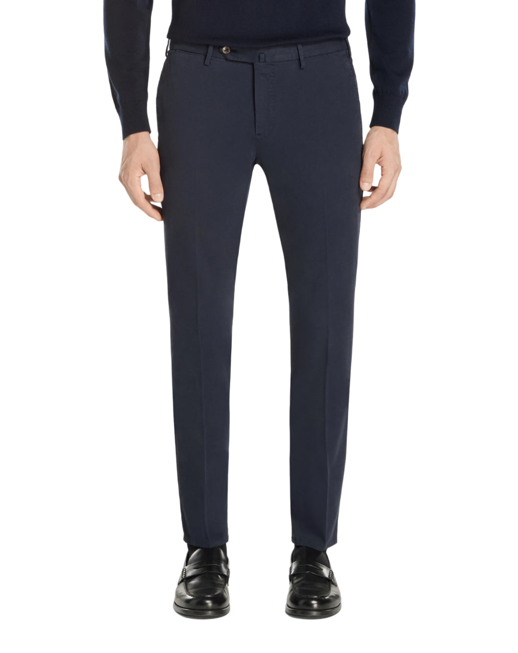 PT01 PANTALONI SUPERSLIM IN TRICOTINA STRETCH BLU NOTTE