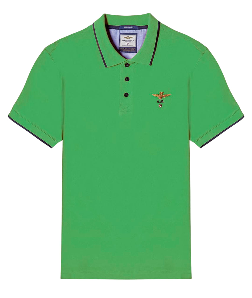AERONAUTICA MILITARE POLO BASICA IN COTONE VERDE PERA