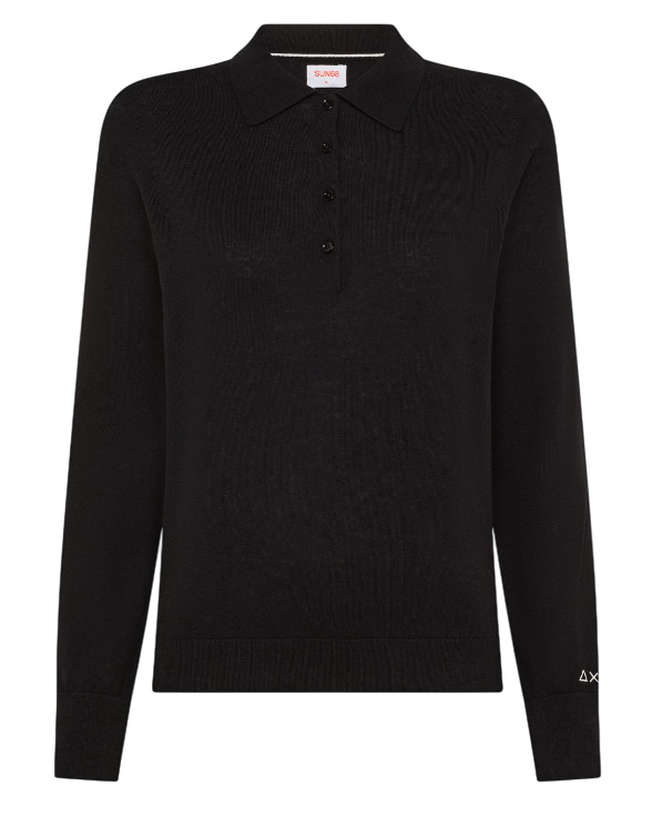 SUN68 POLO DONNA IN LANA E COTONE COLORE NERO