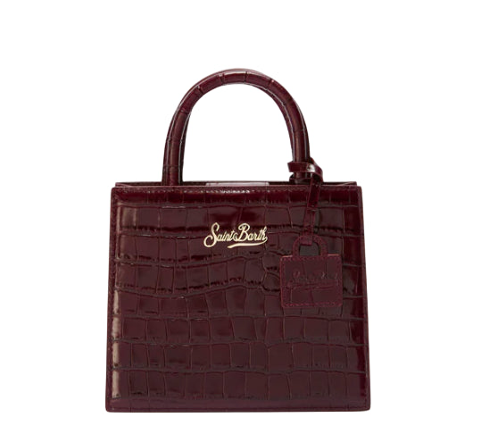 MC2 SAINT BARTH BORSA A MANO SHOP BAG MINI IN PELLE STAMPA COCCO BORDEAUX