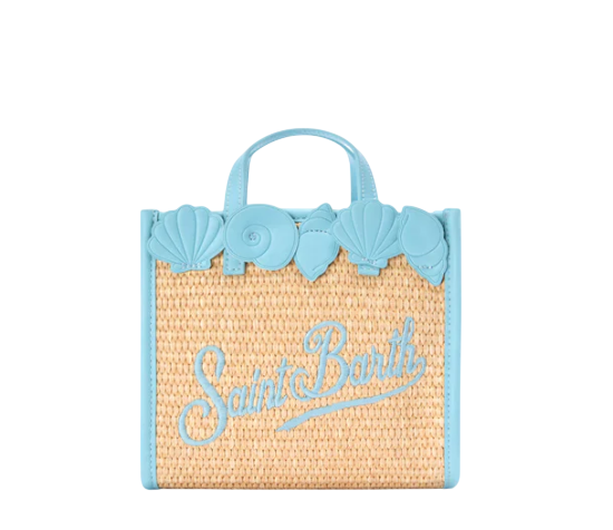 MC2 SAINT BARTH BORSETTA VIVIAN MINI IN TESSUTO EFFETTO PAGLIA CON RICAMI DECORATIVI