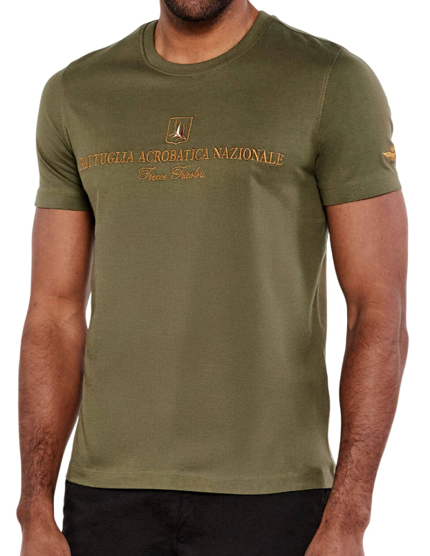 AERONAUTICA MILITARE T-SHIRT GIROCOLLO RICAMO P.A.N. MILITARY OLIVE