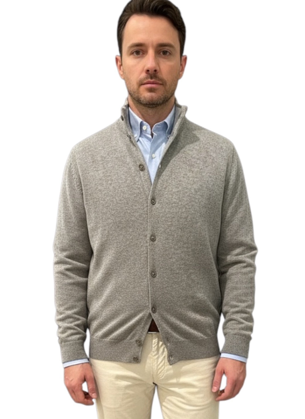 MARK MIDOR CARDIGAN MISTO LANA E CASHMERE COLORE TORTORA